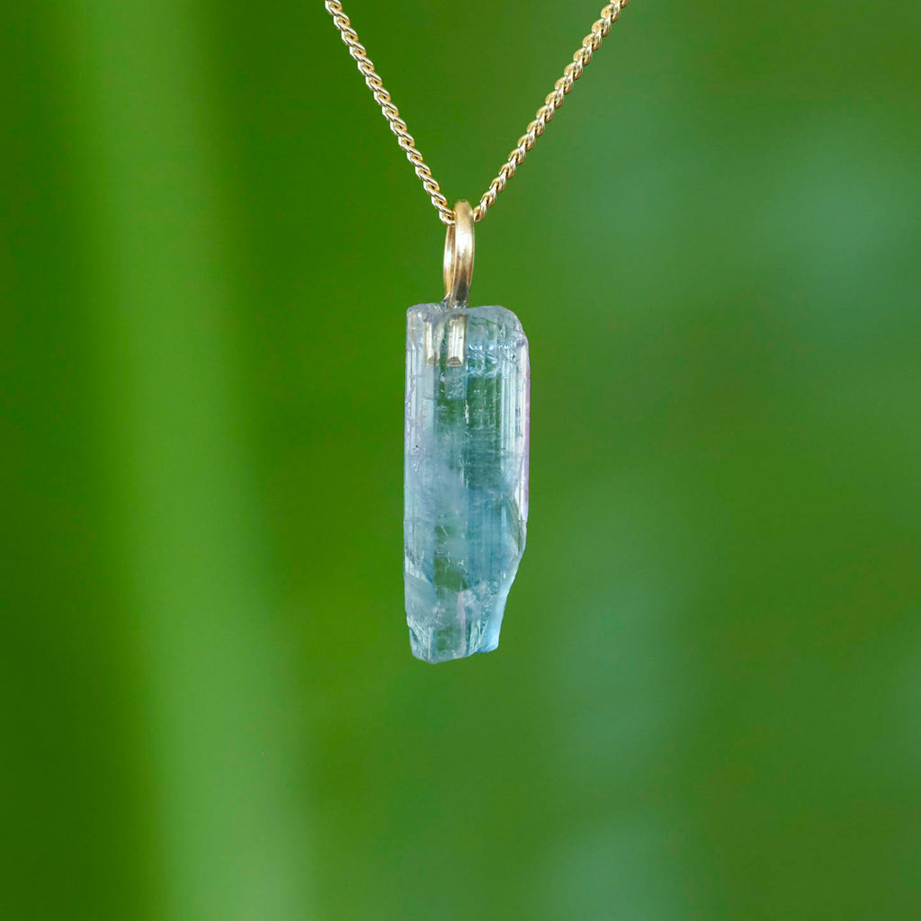 Ruwe Blauwe Toermalijn Hanger