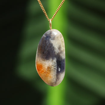 Iolite with sunstone pendant