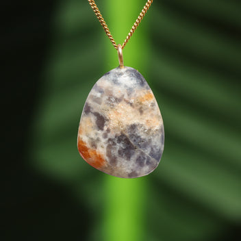 Iolite with sunstone pendant