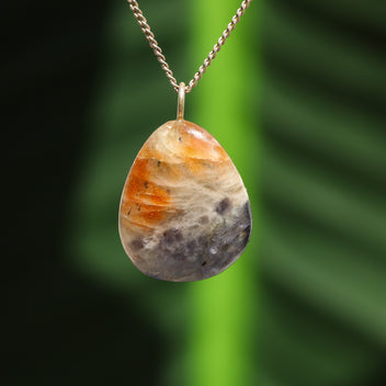 Iolite with sunstone pendant