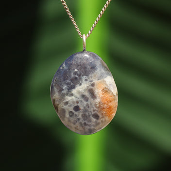 Iolite with sunstone pendant