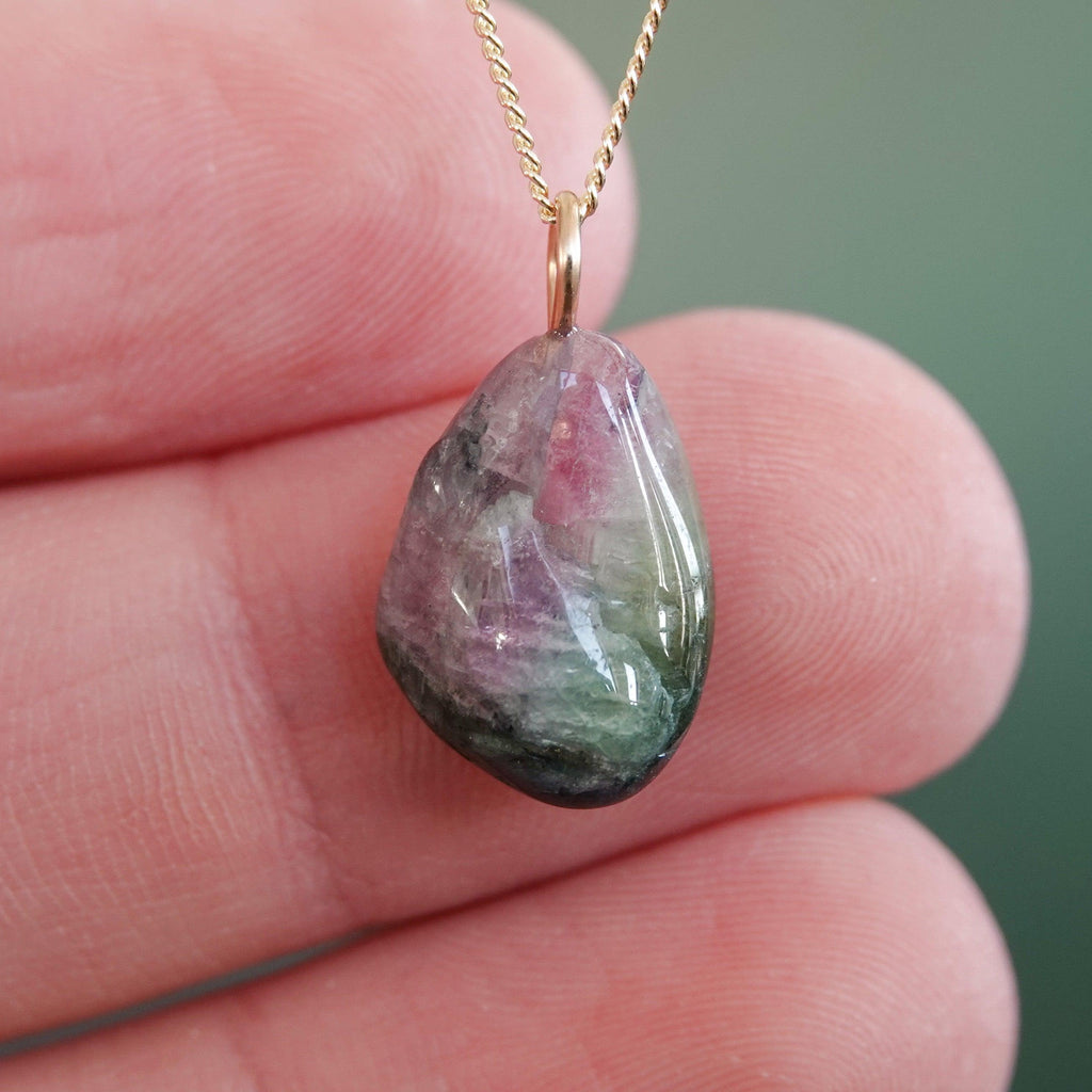 Watermeloen Toermalijn Hanger - Mónos Jewellery